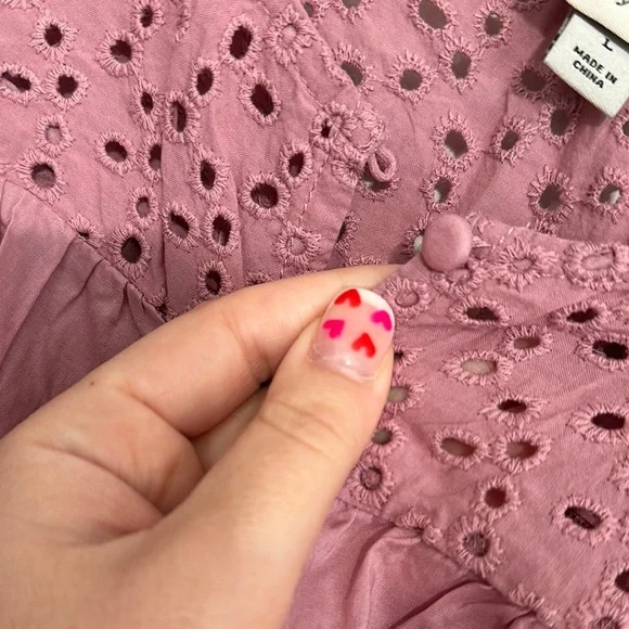 A New Day Pink Eyelet Lace Ruffle Sleeve Top - Picture 4 of 5